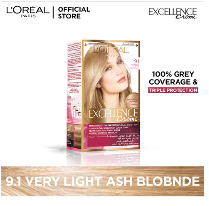 L'Oreal Excellence Creme Hair Colour# 9.1 Very Light Ash Blonde
