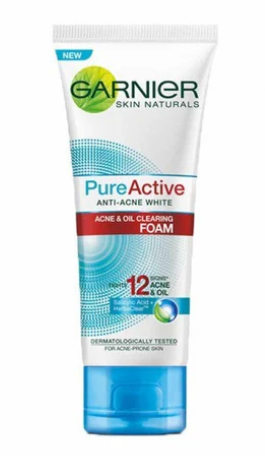 Garnier Skin Natural Pure Active White Acne & Oil Clearing Foam 100Ml