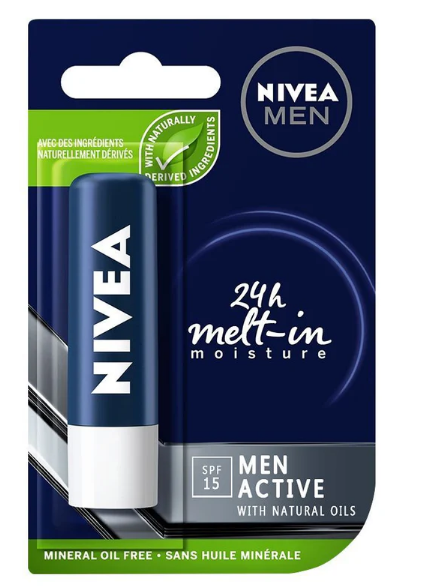 Nivea Lips Balm Active For Men Spf15 4.8G