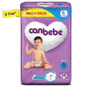 Canbebe Baby Diaper Extra Large-6, 16+ kg, Mega Pack 58-Pack