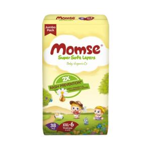 Momse Baby Diapers, XXL, No. 6, 15Kg, 38-Pack