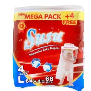 Susu Disposable Baby Diapers, No. 4, Large, 4-15 KG, 68-Pack