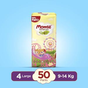 Momse Baby Diapers , L, No. 4, 9-14Kg, 50-Pack