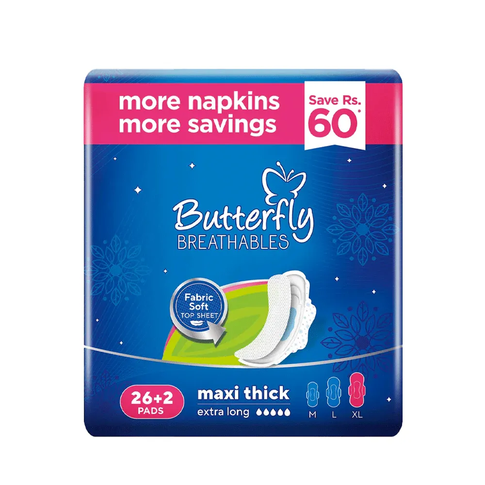 Butterfly Breathables Maxi Thick Extra Long Pads 28s